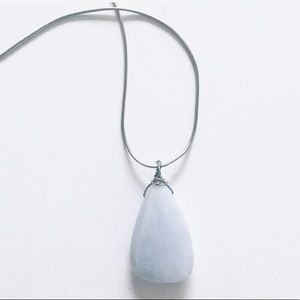 Light Blue Agate Pendant w/Silver Wire Wrap